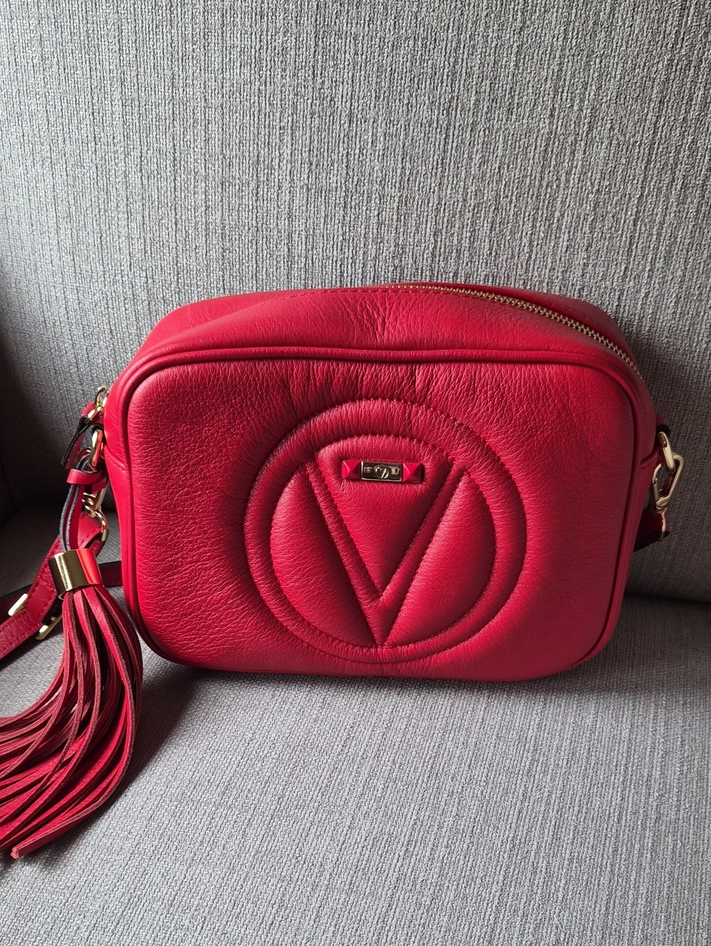 Mario Valentino red camera bag
